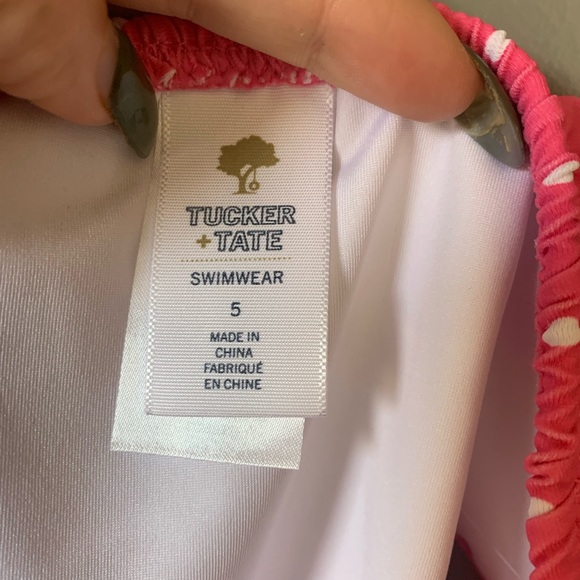 Tucker & Tate | Girls Long Sleeve Rainbow Rashguard & Polka Dot Bikini Bottoms - Picture 4 of 4